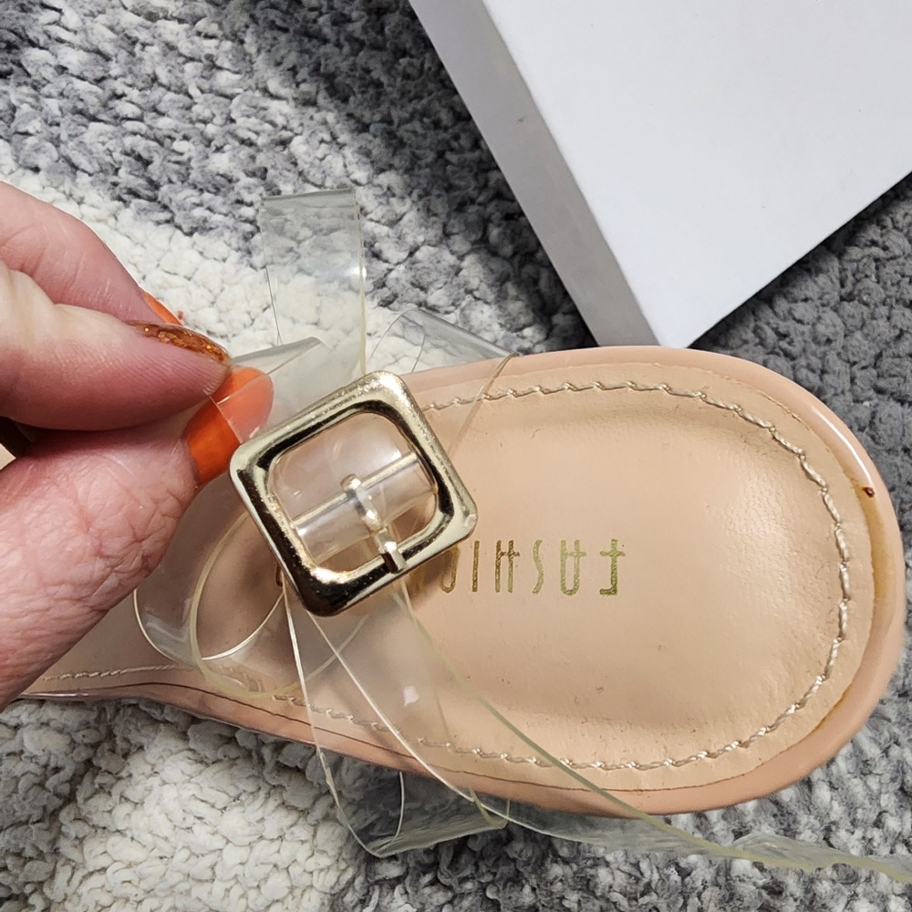 Fashion Nova Transparent and Beige Heels - Picture 3 of 7
